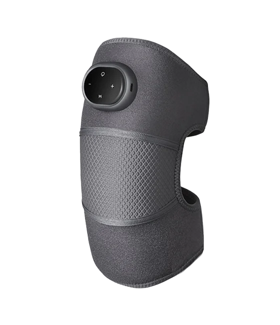 RecovrKnee cordless heated knee massager wrap in grey with control panel